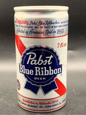 Vintage Beer Can Pabst Blue Ribbon The Original Pabst Brewing 7oz Empty Aluminum